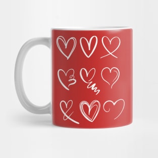 Random Heart Designs Valentines Day White Print Mug